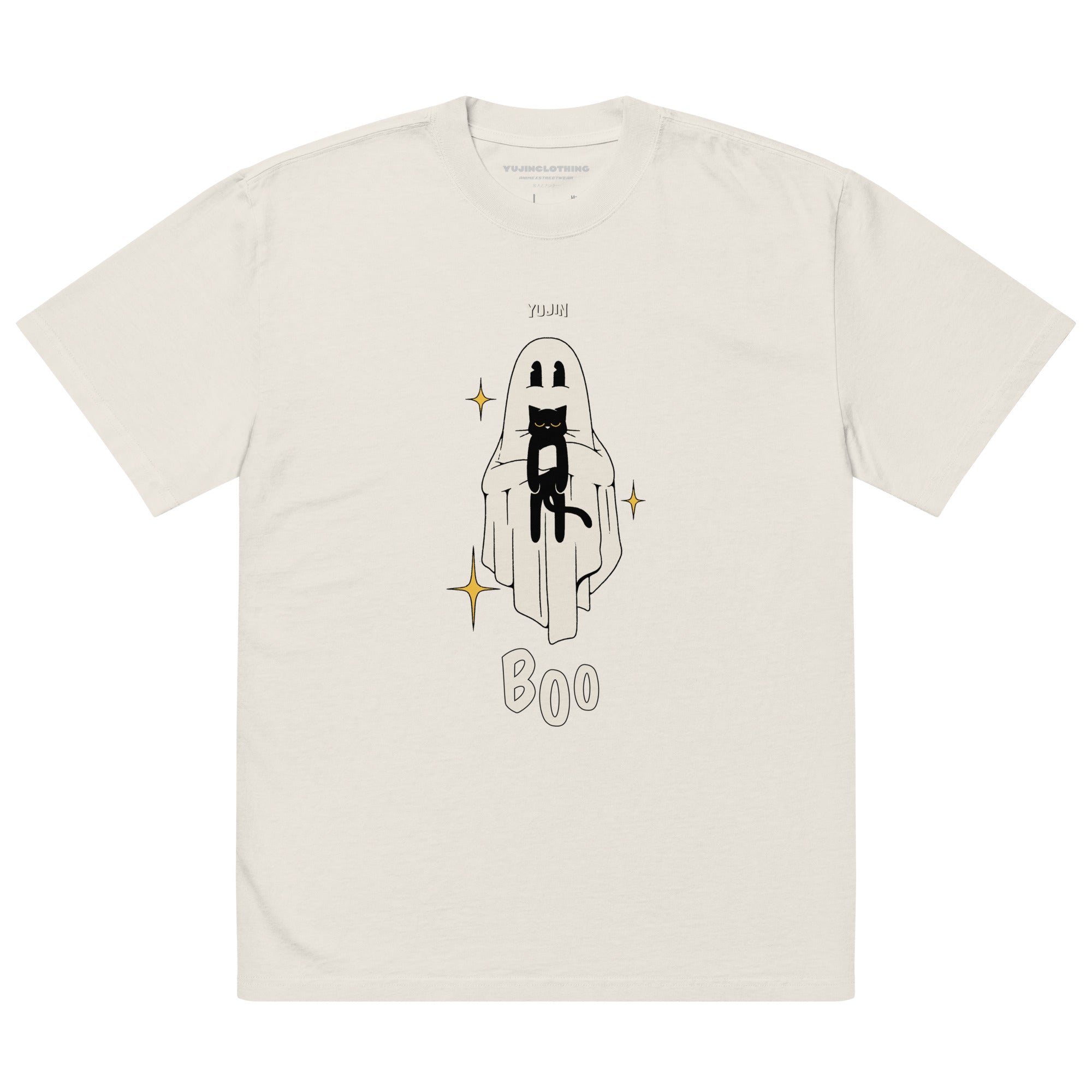 Boo! Cat Oversized Faded T-Shirt